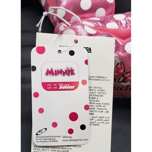 NWT Minnie Mouse Slippers Girls Size 9/10 11/12 Disney Junior Polka Dots NEW - Picture 9 of 9